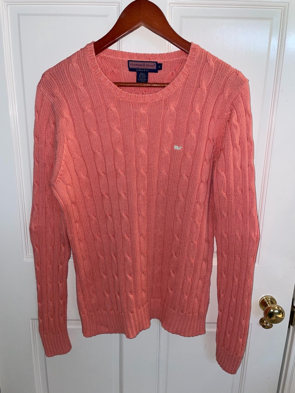 Vineyard Vines Pink Cable-Knit Crewneck Sweater